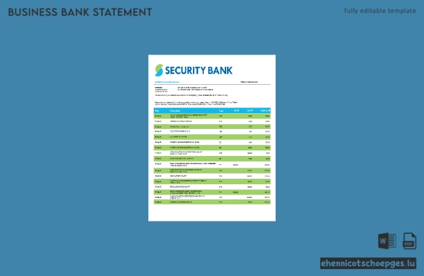 Beispiel eines Kontoauszugs der Security Bank (Word- und PDF-Datei)